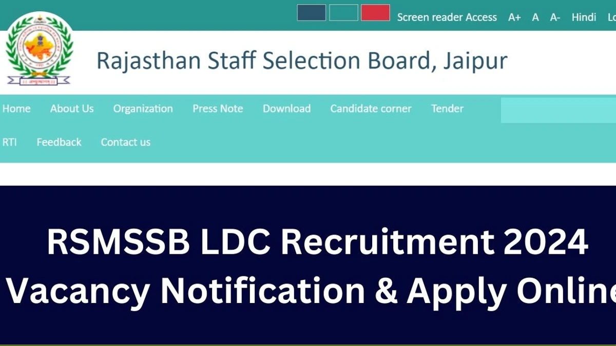 Rajasthan RSMSSB LDC Apply Online